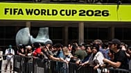 Fans gather for a FIFA World Cup Trophy Tour event at Nathan Phillips Square in Toronto, 25 May 2026