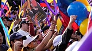 Supporters cheer during a campaign rally for presidential candidate Abelardo de la Espriella, of the Defenders of the Homeland movement, in Bogotá, 20 May 2026.