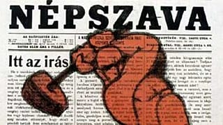 Bíró Mihály híres 1911-es Népszava-plakátja, a „Kalapácsos munkás”