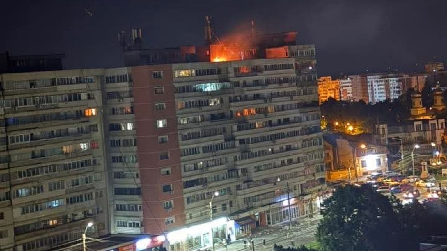 Una imagen compartida por el ministro lituano de Exteriores sobre el edificio bombardeado en Galați