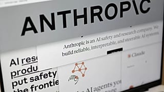 FILE - Pages from the Anthropic website and the company's logo are displayed on a computer screen in New York on 26 Feb. 2026