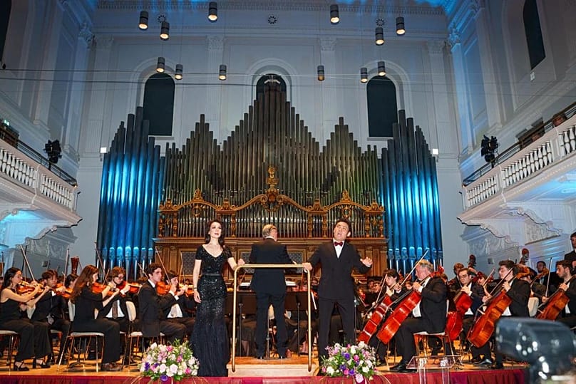 Die kasachischen Opernsänger Medet Chotabayev und Mariya Mudryak traten auf der Bühne des Grand Academic Hall des Konservatoriums Santa Cecilia in Rom auf.