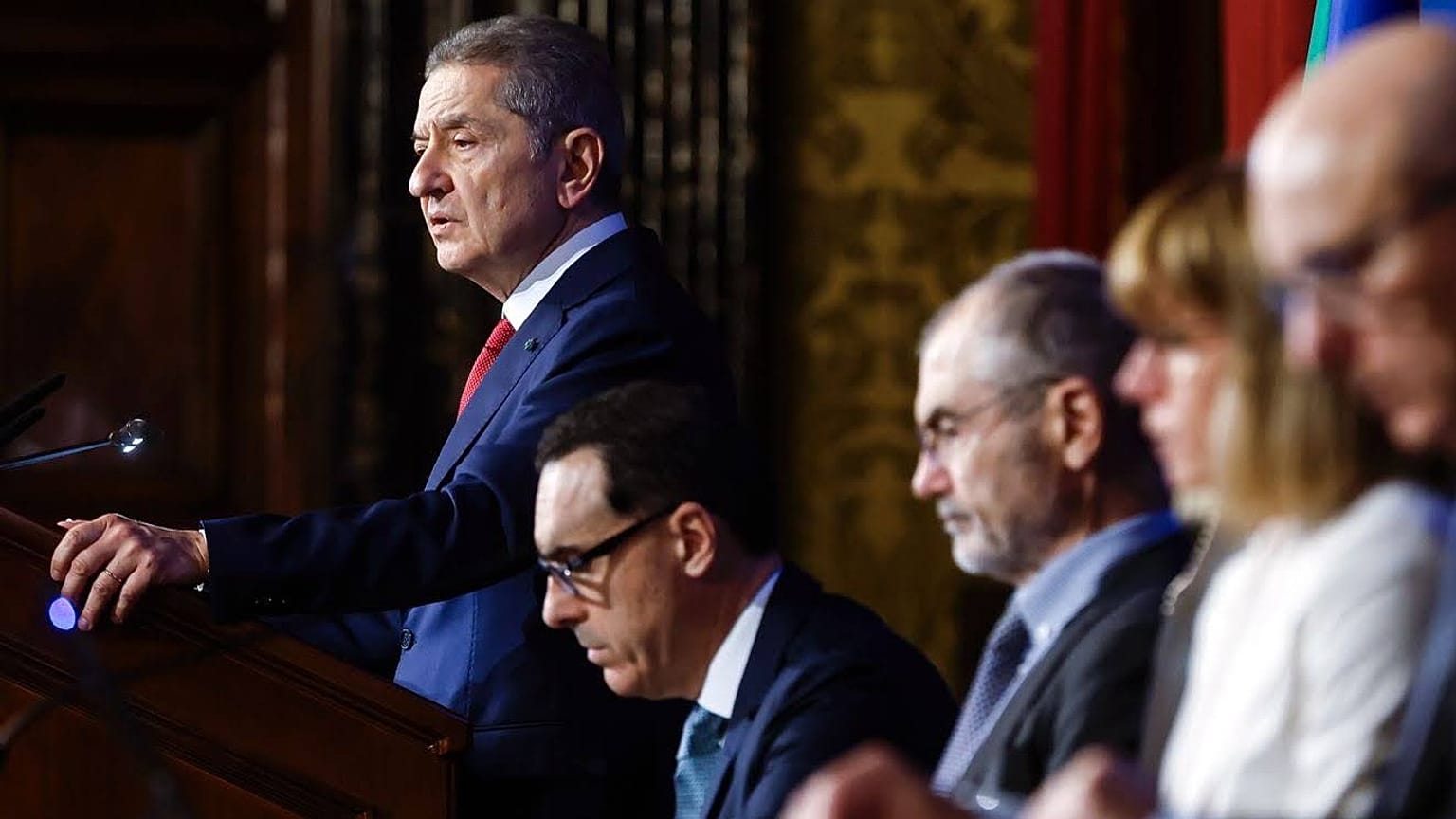 Il governatore della Banca d'Italia Fabio Panetta durante la relazione annuale sul 2025. 29 maggio 2026.