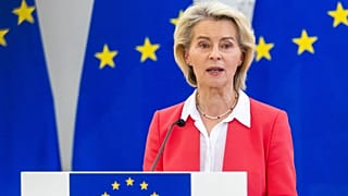 Ursula von der Leyen spricht während einer Pressekonferenz in Vilnius, Litauen, Dienstag, 26. Mai 2026.