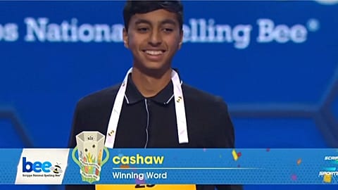 Shrey Parikh is all smiles after spelling the word 'cashaw' correctly