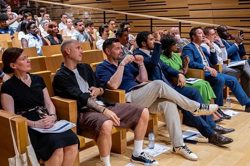 The jury of the public-speaking competition organised by the association Prométhée Éducation
