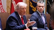 President Donald Trump speaks during a Cabinet meeting at the White House with Defence Secretary Pete Hegseth by his side, May 27, 2026, in Washington.