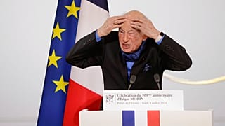 French philosopher and sociologist Edgar Morin delivers a speech at the Élysée Palace in Paris on Thursday 8 July 2021, to mark his 100th birthday.