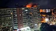 A fire on top of a block of flats after a drone crash caused an explosion and fire on impact, in Galati, eastern Romania near the Ukrainian border, Friday May 29, 2026.