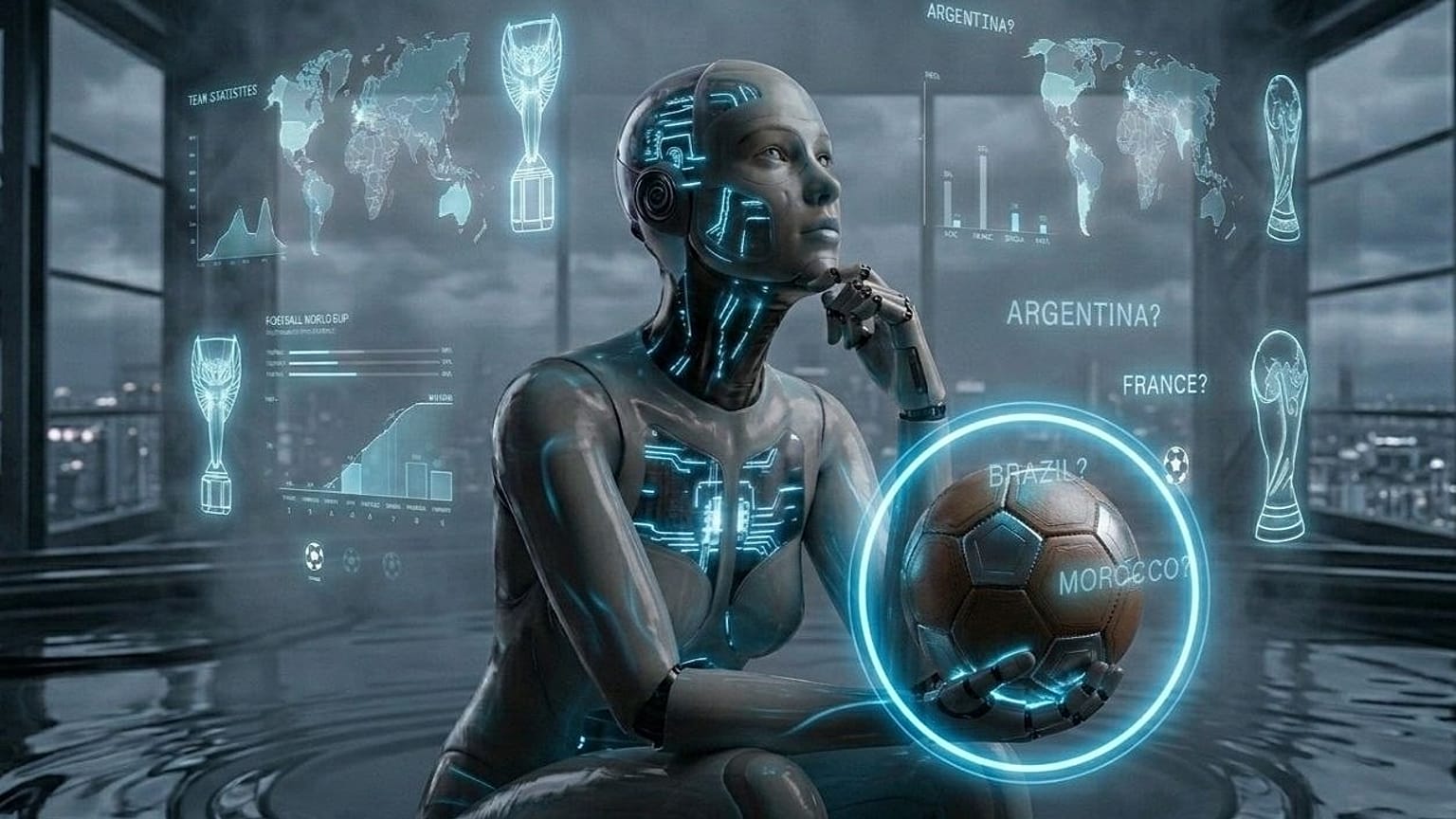 IA pensando quién gana el Mundial de Fútbol