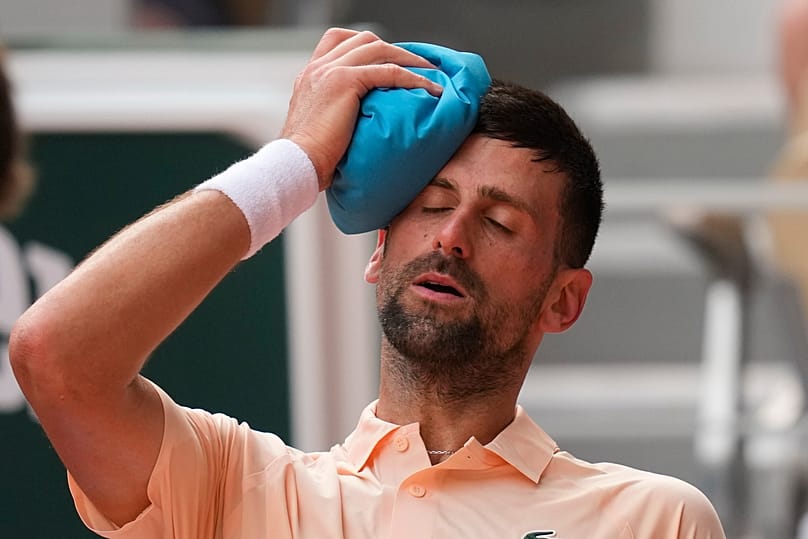 Coups de chaleur pendant les matchs de Roland-Garros, Novak Djokovic, 30 mai 2026.