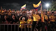 Supporters listen to presidential candidate Abelardo de la Espriella after advancing to a runoff in Barranquilla, Colombia, Sunday, May 31, 2026.