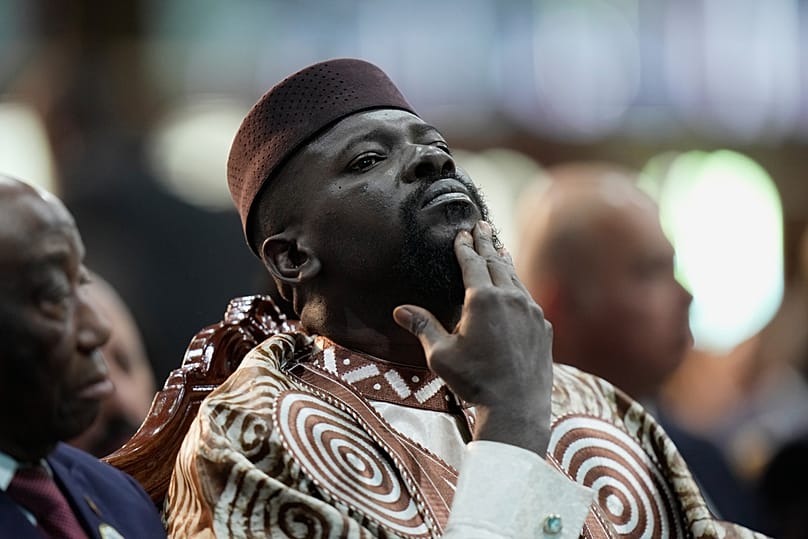 Guinea President General Mamady Doumbouya attends the Africa Forward Summit at the Kenyatta International Convention Centre in Nairobi, Kenya, Tuesday, May 12, 2026. 