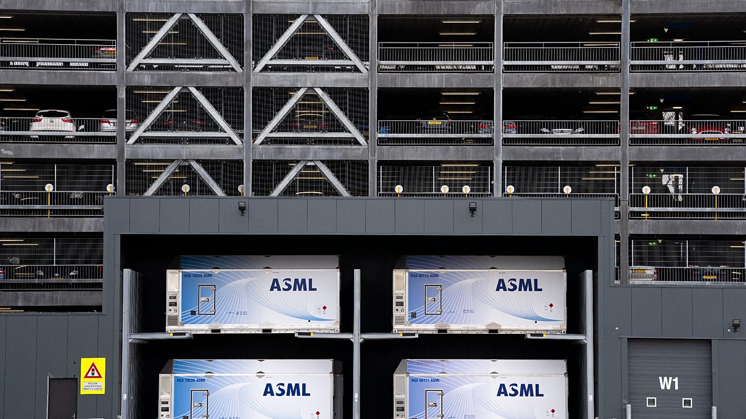 Exterior view of one of the buildings in the ASML complex, a leading maker of semiconductor production equipment, in Veldhoven, Netherlands, Monday, Jan. 30, 2023. 