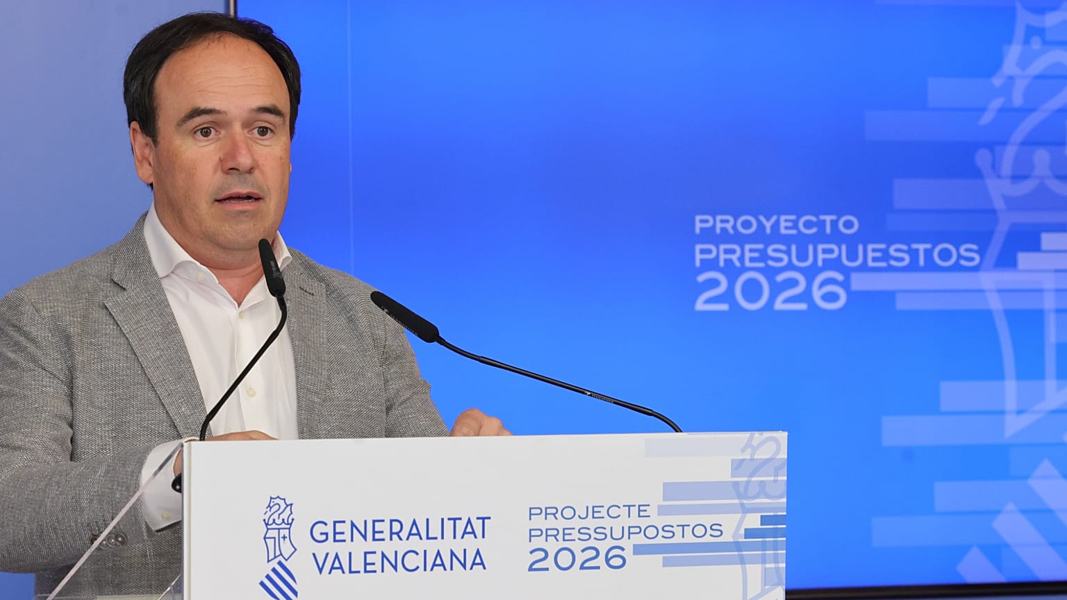 Pérez Llorca, en una imagen reciente del 29 de mayo de 2026 durante la presentación de un plan de presupuestos
