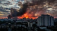 FILE - Smoke rises in the aftermath of a Russian attack in Kyiv, Ukraine, on Sunday, May 24, 2026. (AP Photo/Zoya Shu, File)
