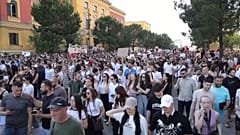 A protest in Tirana against a luxury resort planned to be constructed in a nature reserve, 1 June, 2026