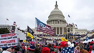 Rioters loyal to President Donald Trump are pictured at the US Capitol in Washington, 6 January, 2021
