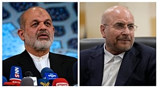 قالیباف، رئیس مجلس ایران (راست) و احمد وحیدی، جانشین فرمانده سپاه (چپ)
