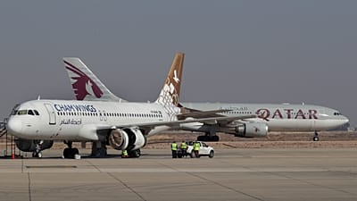 طائرة للخطوط الجوية القطرية تهبط في مطار دمشق الدولي، 7 يناير/كانون الثاني 2025