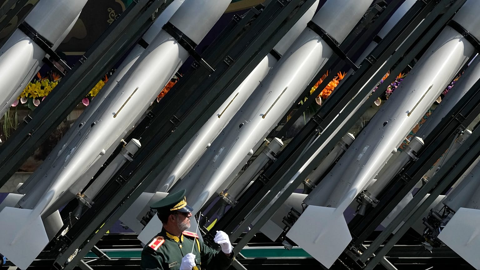 Drones of the IRGC aerospace division are seen on a truck during an annual military parade in front of the shrine of the late Ayatollah Khomeini, near Tehran 22 September 2023