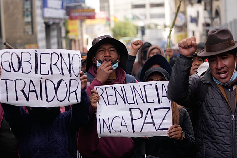 Manifestantes durante una protesta contra el Gobierno. Bolivia, mayo de 2026.
