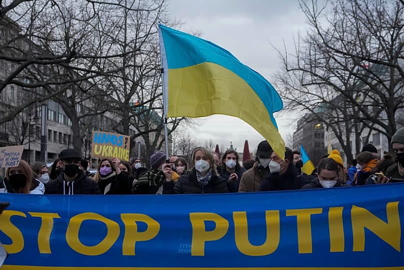 Pro-ukrainische Demonstration in Berlin, 22. Februar 2022