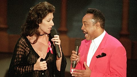 FILE: Celine Dion, left, and Peabo Bryson perform the song "Beauty and the Beast" at the 35th Grammy Awards, Feb 1993