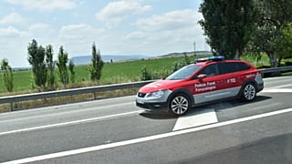 Coche de la Policía Foral de Navarra en la N-232.