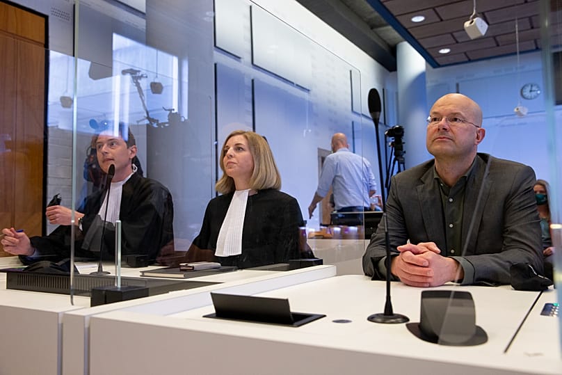 Former Milieudefensie Donald Pols at a court session against Shell in in The Hague, Netherlands, Wednesday, May 26, 2021.