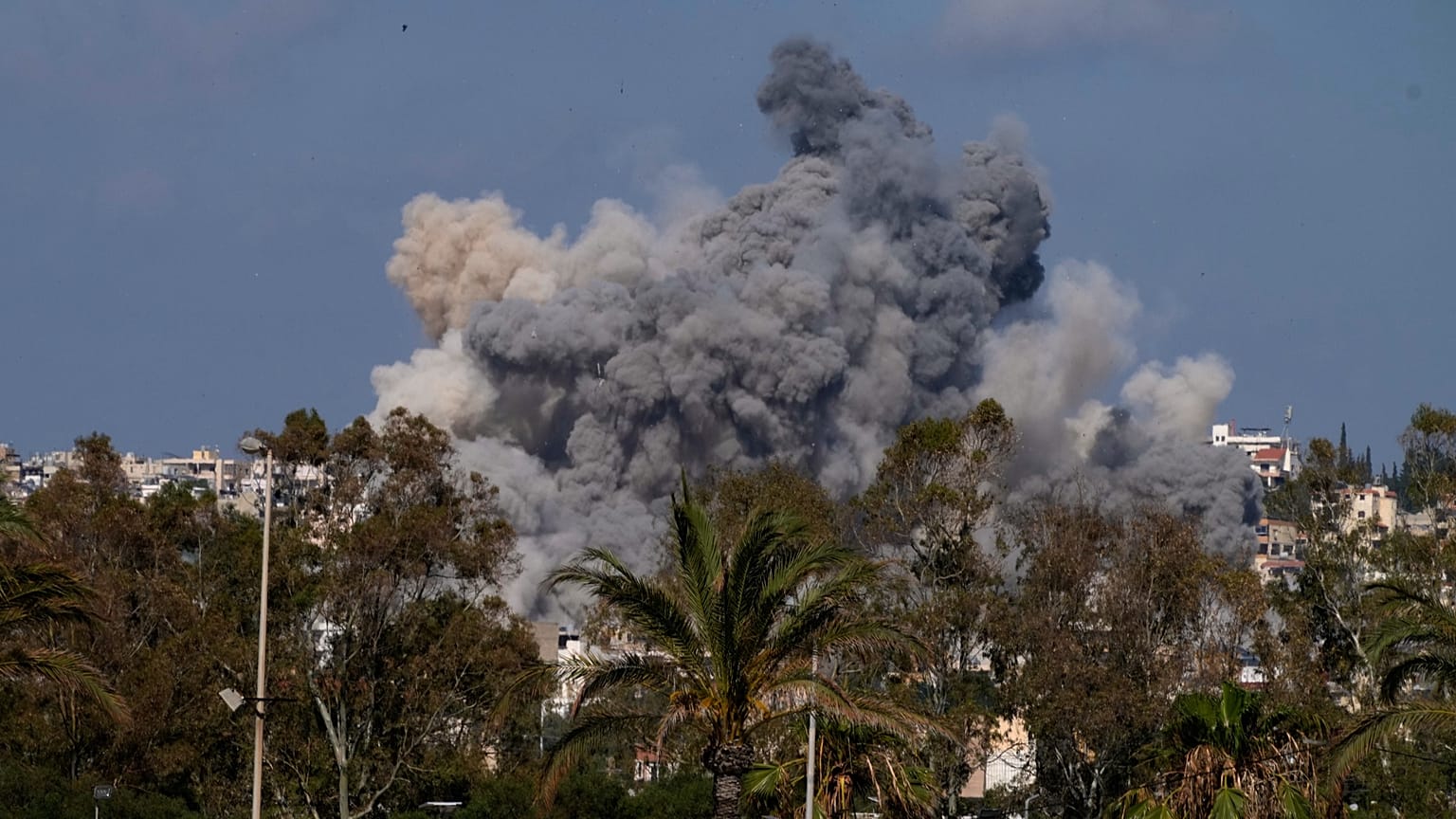 Smoke rises from an Israeli airstrike that hit Burj al-Shamali village near the southern port city of Tyre, Lebanon, Tuesday, June 2, 2026.