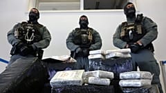 Several bags of cocaine that were seized by German customs are seen at a press conference at the Customs Criminal Investigation Office in Cologne, 3 June, 2026
