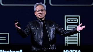 Nvidia CEO Jensen Huang delivers a speech during the Computex 2026 exhibition in Taipei, Taiwan, Monday, June 1, 2026. 