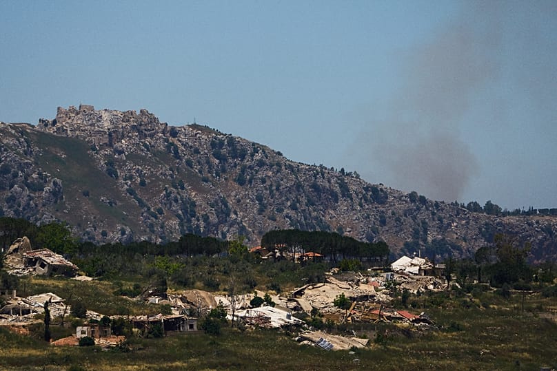 Smoke rises near the Beaufort Castle in southern Lebanon as seen from northern Israel, 4 June, 2026
