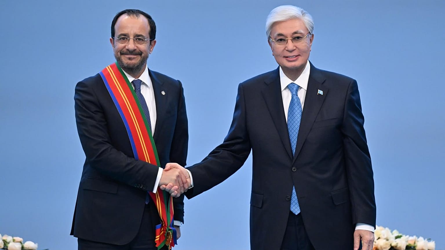 President of Cyprus, Nicos Christodoulides, and President of Kazakhstan, Kassym-Jomart Tokayev 