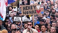 People gather to protest outside Southampton police station, Southampton, England, 2 June 2026, following the killing of Henry Nowak