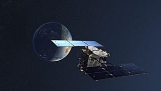 Hayabusa 2 ve Dünya'yı resmeden bir çizim.