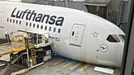 A Lufthansa plane after its landing gear collapsed at Frankfurt Airport, 4 June, 2026