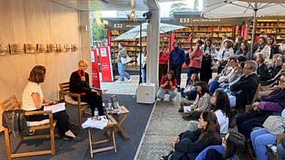 Tânia Ganho e Siri Hustvedt na apresentação de "Fantasmas"