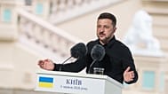 Ukraine's President Volodymyr Zelenskyy speaks to journalists during a joint press conference with NATO Secretary General Mark Rutte in Kyiv, Ukraine, on Wednesday, 3June.