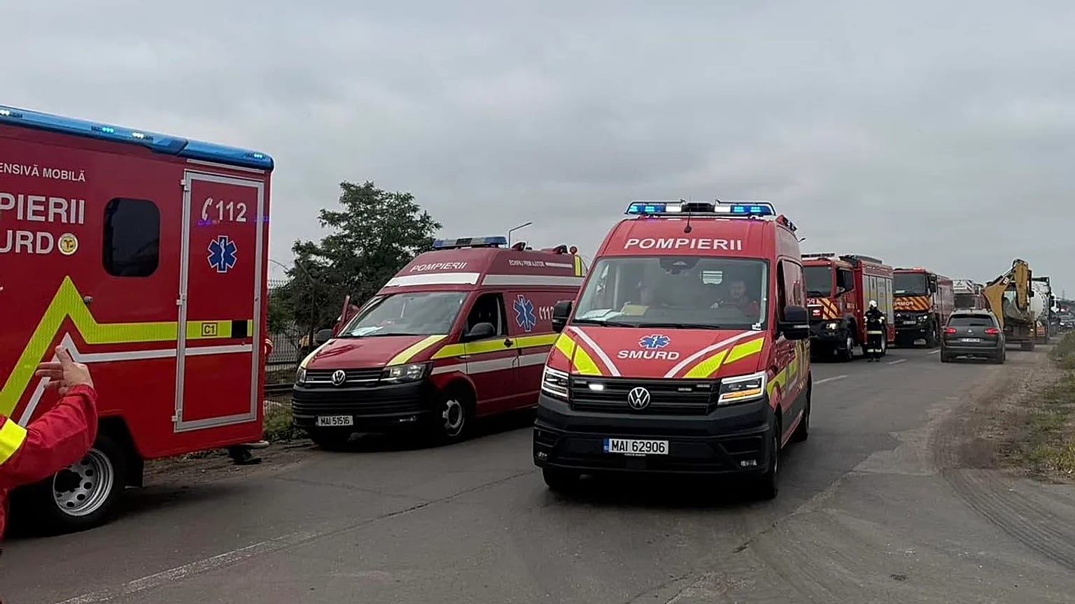 Emergency services at the scene in Constanta.