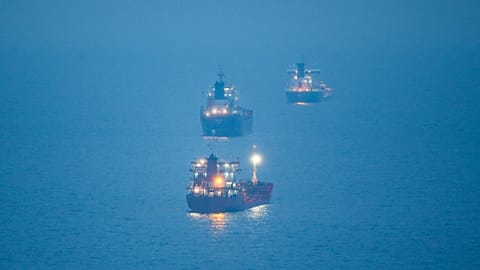 FILE: Tanker ships are anchored at the Black Sea near the Bosphorus Strait in Istanbul, 15 December 2022
