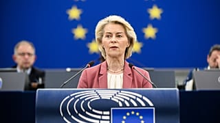 A presidente da Comissão Europeia, Ursula von der Leyen, no Parlamento Europeu, em Estrasburgo, França, em 11 de março de 2026