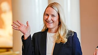 Norway's Crown Princess Mette Marit gestures during a reception for Norwegian athletes who competed in the Milan Cortina Paralympics, in Oslo, Friday, April 10, 2026.