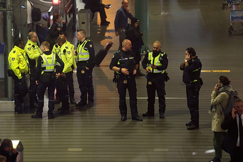 Dutch police at Schiphol airport in Amsterdam, 6 November, 2019
