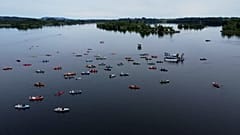 Seeprozession in Seehausen am Staffelsee in Bayern zum katholischen Fest Fronleichnam