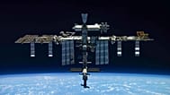 The International Space Station seen from a Russian Soyuz MS-19 spaceship, 30 March, 2022