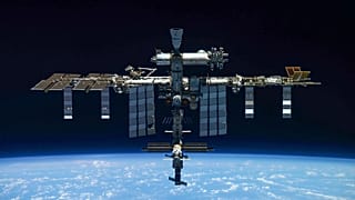 The International Space Station seen from a Russian Soyuz MS-19 spaceship, 30 March, 2022