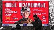 A billboard advertises work with the Russian military in St. Petersburg, 23 January, 2026