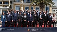 U leaders and officials from the candidate countries pose for the family photo of the EU-Western Balkans summit in the Montenegrin coastal town of Tivat, Friday, June 5, 2026.